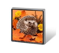 Custom Lapel Pin for Men Women Cute Hedgehog in Orange Leaves Brooch Pins for Hats Bags Jackets Backpacks Suits Shirts Shawls Scarves Decoration Jewelry Charms Badge Button Clothing Accessories