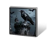 Custom Lapel Pin for Men Women Cute Obsidian Raven Tower Brooch Pins for Hats Bags Jackets Backpacks Suits Shirts Shawls Scarves Decoration Jewelry Charms Badge Button Clothing Accessories