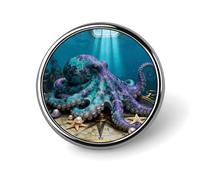 Custom Lapel Pin for Men Women Cute Octopus Shipwreck Compass Brooch Pins for Hats Bags Jackets Backpacks Suits Shirts Shawls Scarves Decoration Jewelry Charms Badge Button Clothing Accessories