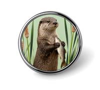 Custom Lapel Pin for Men Women Cute Otter with Cattail Brooch Pins for Hats Bags Jackets Backpacks Suits Shirts Shawls Scarves Decoration Jewelry Charms Badge Button Clothing Accessories