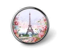Custom Lapel Pin for Men Women Cute Paris Eiffel Tower With Flowers Brooch Pins for Hats Bags Jackets Backpacks Suits Shirts Shawls Scarves Decoration Jewelry Charms Badge Button Clothing Accessories