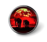Custom Lapel Pin for Men Women Cute Red Full Moon Elephants Brooch Pins for Hats Bags Jackets Backpacks Suits Shirts Shawls Scarves Decoration Jewelry Charms Badge Button Clothing Accessories