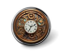 Custom Lapel Pin for Men Women Cute Rusty Steampunk Clock Brooch Pins for Hats Bags Jackets Backpacks Suits Shirts Shawls Scarves Decoration Jewelry Charms Badge Button Clothing Accessories