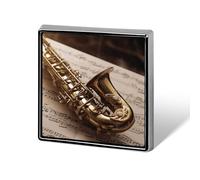 Custom Lapel Pin for Men Women Cute Saxophone on Sheet Music Brooch Pins for Hats Bags Jackets Backpacks Suits Shirts Shawls Scarves Decoration Jewelry Charms Badge Button Clothing Accessories