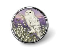 Custom Lapel Pin for Men Women Cute Snowy Owl Lily Valley Brooch Pins for Hats Bags Jackets Backpacks Suits Shirts Shawls Scarves Decoration Jewelry Charms Badge Button Clothing Accessories