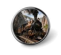 Custom Lapel Pin for Men Women Cute Steam Train Canyon Brooch Pins for Hats Bags Jackets Backpacks Suits Shirts Shawls Scarves Decoration Jewelry Charms Badge Button Clothing Accessories