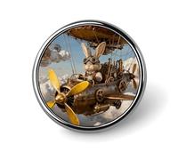Custom Lapel Pin for Men Women Cute Steampunk Rabbit Pilot Brooch Pins for Hats Bags Jackets Backpacks Suits Shirts Shawls Scarves Decoration Jewelry Charms Badge Button Clothing Accessories