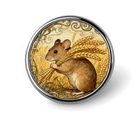 Custom Lapel Pin for Men Women Cute Vole Wheat Ear Brooch Pins for Hats Bags Jackets Backpacks Suits Shirts Shawls Scarves Decoration Jewelry Charms Badge Button Clothing Accessories