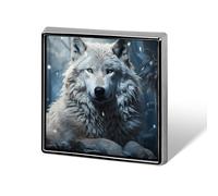 Custom Lapel Pin for Men Women Cute Wolf Sitting in The Snow Brooch Pins for Hats Bags Jackets Backpacks Suits Shirts Shawls Scarves Decoration Jewelry Charms Badge Button Clothing Accessories