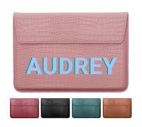 Custom Laptop Sleeve for MacBook 11 12 Inch A1534 A1931 A1370 A1465 Customized Personalized Initials Name Monogram Crocodile Leather Bag Case Compact Design with Invisible Stand Magnetic Closure