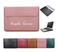 Custom Laptop Sleeve with Stand, Crocodile Grain PU Leather Flap Bags for MacBook Pro 15-16 inch 2019-2021 M1 Pro M1 Max A2485 A2141 2010-2019 A1990 A1707 A1398 Customized Name Signature Slim Case
