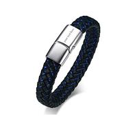 Custom Leather Bracelet for Men, Name Engraving Bracelets Personalized Wristband Stainless Steel Magnet Clasp Jewellery Anniversary Birthday Gift for Dad Husband Boyfriend,205mm