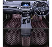 Custom Leather Car Floor Mats for Ford Fiesta Ⅵ 2009-2016, Full Coverage All-Weather Waterproof Floor Liner Protection Mat Auto car Interior Accessories,RHD,black_red