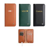 Custom Leather Case for 2 Phones, Personalized Name Initial Case for iPhone (17 16 15 14 13 12 11) Pro Max/Plus, Samsung Galaxy (S25 S24 S23 S22 S21 S20) Ultra/Plus/Fe Black