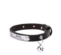 Custom Leather Cat Collar Adjustable Personalized Identity Collar Necklace Engraved Name(Black)