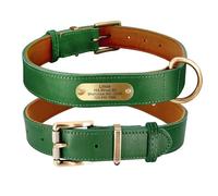 Custom Leather Dog Collar Personalized Anti-Lost Pet Identification Collar For Shiba Inu Poodle Labrador Bulldog Shepherd,green,2xl