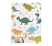 custom Leather Passport and Vaccine Card Holder Combo Cartoon Color Animal Dinosaur personalized Passport Wallet Passport Holder Combo with Vaccine Card Slot Lightweight, Cartoon color animal dinosaur