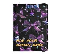 custom Leather Passport and Vaccine Card Holder Combo Gothic Darkness Bow Tie Stars Purple personalized Passport Case Badge ID Vaccine Card Holder Wallet Lightweight, Gothic darkness bow tie stars,