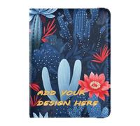 custom Leather Passport and Vaccine Card Wallet Combo Blue Cacti Agave Plant personalized Passport Case Travel Documents Wallet Passport Holder Combo with Vaccine Card Slot Lightweight, Blue cacti,