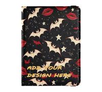 custom Leather Passport and Vaccine Card Wallet Combo Gothic Style Darkness Red Lips personalized Vaccine Card Holder Cover Combo Badge ID Vaccine Card Holder Wallet Lightweight, Gothic style
