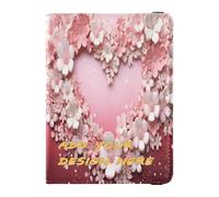 custom Leather Passport and Vaccine Card Wallet Combo Happy Valentine's Day Flower Heart customized Passport Case Travel Documents Wallet Passport Cover Holder Wallet Case Waterproof