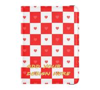 custom Leather Passport Holder Cover Wallet Buffalo Plaid Check Red White Heart customized Travel Passport Wallet With Vaccination Card Slot Document Organizer Holder Accessories Waterproof, buffalo,