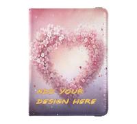 custom Leather Passport Holder Cover Wallet Happy Valentine's Day Heart Flower personalized Travel Passport Wallet Passport Cover Holder Wallet Case Waterproof