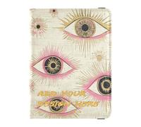 custom Leather Passport Holder Cover Wallet Peach Gold Mysterious Evil Eyes personalized Wallet Passport Holder Document Organizer Holder Accessories Waterproof, peach gold mysterious evil eyes, peach