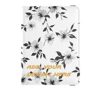 custom Leather Passport Holder Cover Wallet Small Black Daisies Flower White personal Travel Passport Wallet With Vaccination Card Slot Passport Cover Holder Wallet Case Lightweight, small black,