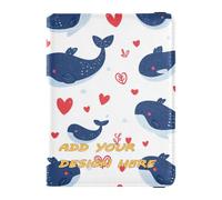 custom Leather Passport Holders Blue Valentine Whale Love personal Wallet Combo Passport Cover Holder Wallet Case Waterproof, Blue Valentine Whale Love