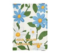 custom Leather Passport Holders Little Blue Daisies Flowers personal Wallet Combo Passport Cover Holder Wallet Case Waterproof, Little blue daisies flowers