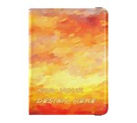 custom Leather Passport Holders Sunset Abstract Yellow Red customizable Travel Passport Wallet With Vaccination Card Slot Cute Passport Book Waterproof, sunset abstract yellow red, sunset abstract