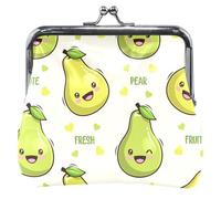 Custom Leather Pear Fruit Green Purse Women Cute Floral Kiss Lock Girls Coin Purse Cute Pear Fruit Green Classic, Cute Pear Fruit Green, Classic