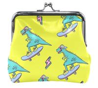 Custom Leather Purses and Bags, Rock Blue Skateboard with Yellow Buckle and Kiss Closure, Rock Blue Dino Skateboard Yellow, UNITALLA, Rock Blue Dino Skateboard Yellow, UNITALLA, Rock Blue Dino