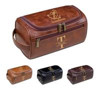 Custom Leather Toiletry Bag for Men, Engraved Personalized Grooming Kit, Father's Day, Birthday & Christmas Custom Gift for Dad, Husband, Grandpa