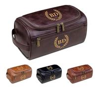 Custom Leather Toiletry Bag for Men, Personalized Shaving Dopp Kit, Laser Engraved with Name, Groomsmen, Husband, Birthday, Christmas, Father's Day Gift for Him(Dark Coffee)
