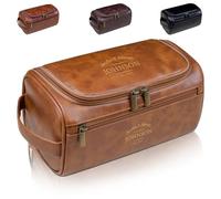 Custom Leather Toiletry Bag for Men with Monogram - Personalised Dopp Kit Travel Organizer for Shaving, Birthday, Anniversary, Father's Day or Wedding Gift