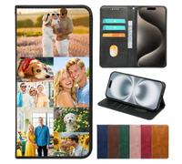 Custom Leather Wallet Case for Google Pixel 10 Pro XL 9a 9 8 8A 7A 7 6 6A 5A 5G 5 4A 4, Personalized Photo Picture Collage Text Flip Folio Cover with Card Slots, Kickstand, Customizable Gift, Black