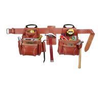 Custom Leathercraft CLC 21448 4 Piece Pro Framer's Combo System Tool Belt 15 Pocket,Brown