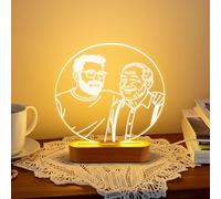 Custom LED Acrylic Lamp for Dad - Personalized Round Light Up Photo Plaque - Father and Son Gift - Father's Day Personalized Night Light