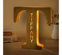 Custom LED Name Letter Night Lights Personalised Engraved Wooden 26 Letters Marquee Sign Wall Lamp for Bedroom, Gift for Family Lover Birthday Wedding Anniversary