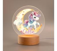 Custom LED Night Light for Kids 20 Patterns Personalised Name Cute Lamp with Wooden Base Gift for Kids