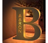Custom LED Night Light, Personalized Wood Letter Wall Light Engraved Name Letter Lamp Home Decor Gift for Kids Girlfriend Boyfriend Mom Families Christmas Birthday Wedding Wall Room Bedside Decor - B