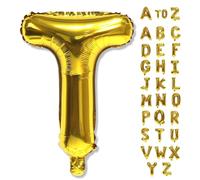 Custom Letters Balloon Gold, Large Helium Alphabet Name Balloon T Decor, 40 Inch Self Inflating Mylar Letter Foil Word Customize Balloons for Girls Women Birthday Anniversary Party Decoration Supplies