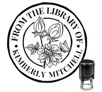 Custom Library Stamp - from The Library of - Ex Libris Book Stamp - Personalized Self-Inking Name Stamps - Customized Rubber Teacher Stamper - This Book Belongs - Gift for Family, 4 Sizes