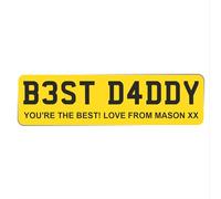 Custom License Plate Plaque - Personalised Number Plate in Wood or Acrylic - Ideal for Car Decor, Lorry Drivers, New Car, Just Passed Novelty Sign (Plain Yellow Design, Acrylic Medium 25cm)