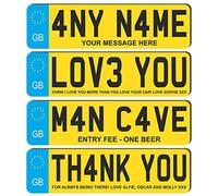 Custom License Plate Plaque - Personalised Number Plate in Wood or Acrylic - Ideal for Car Decor, Lorry Drivers, New Car, Just Passed Novelty Signs (EU UK Design, Mdf Wood Large 25cm)