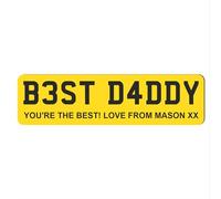Custom License Plate Plaque - Personalised Number Plate in Wood or Acrylic - Ideal for Kids' Cars, Lorry Drivers, New Car, Just Passed (Plain Yellow Design, Mdf Wood Medium 25cm)