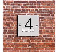 Custom Light Grey House Number, Modern Address Name Door Plaque, New Home Gift, First Home