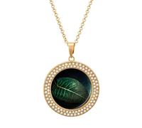 Custom Light Through Leaves Picture Necklace Personalized Circle Chain Pendant Gold/Silver Photo Dog Tag Keepsake Necklaces Hip Hop Memorial Jewelry Gifts for Men Women, One size, Titanium Steel